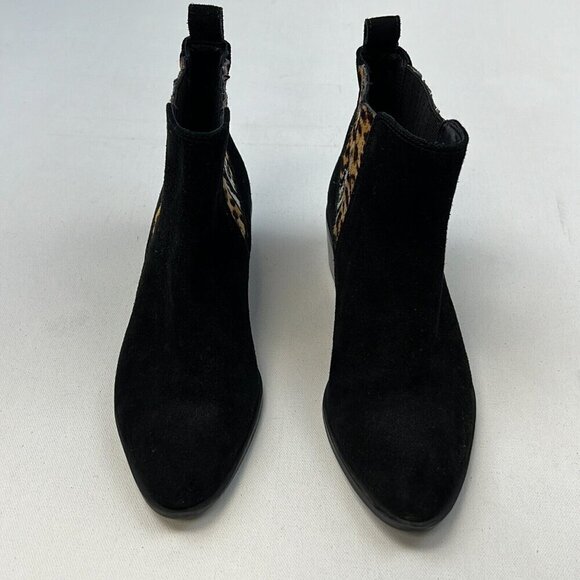 Crown Vintage Womens Black Pointed Toe Block Heel Pull-On Chelsea Boots Sz 8.5M - Picture 2 of 9